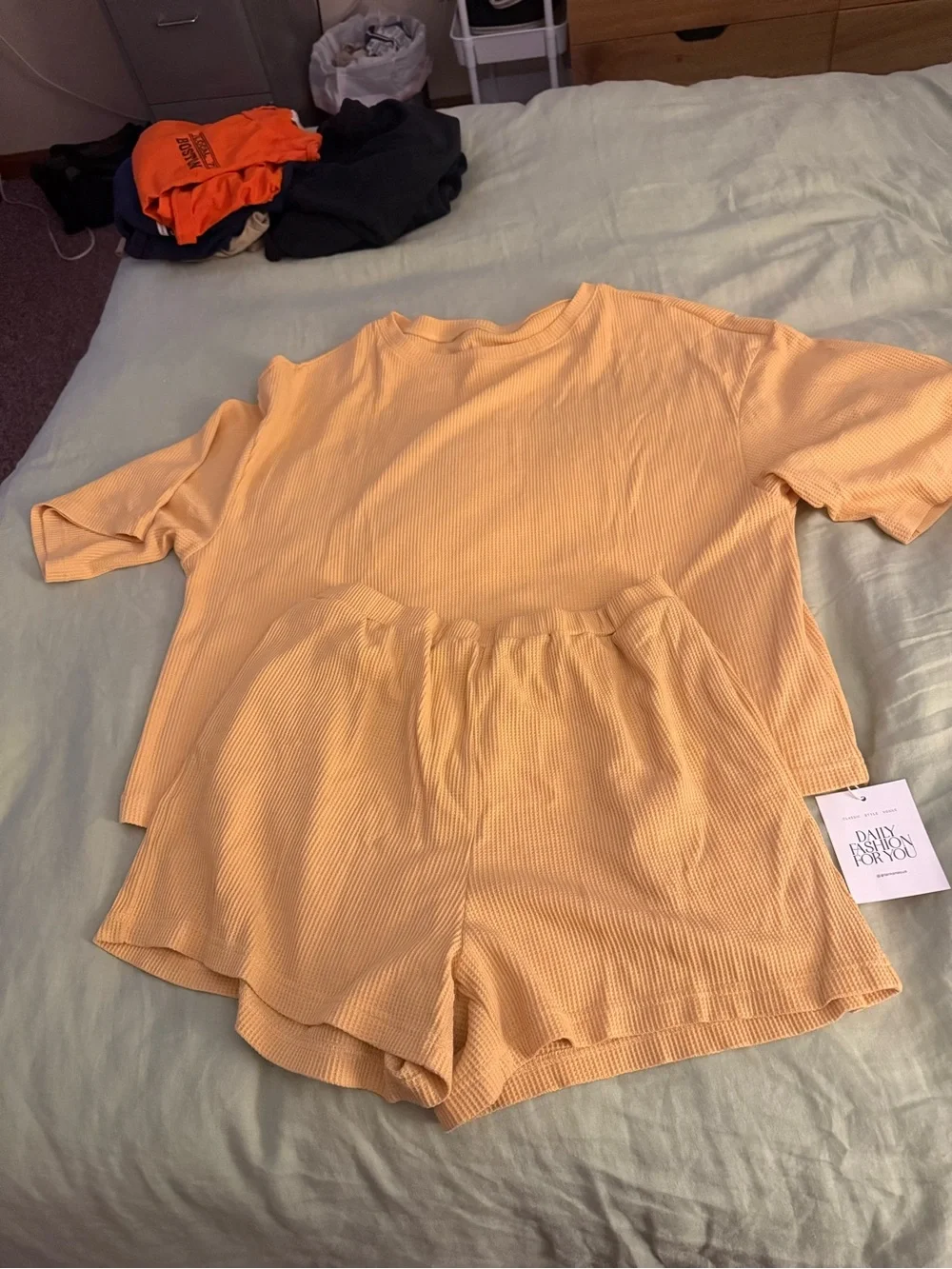 Women’s Yellow Ribbed Short Set - Soft Knit Top & Shorts